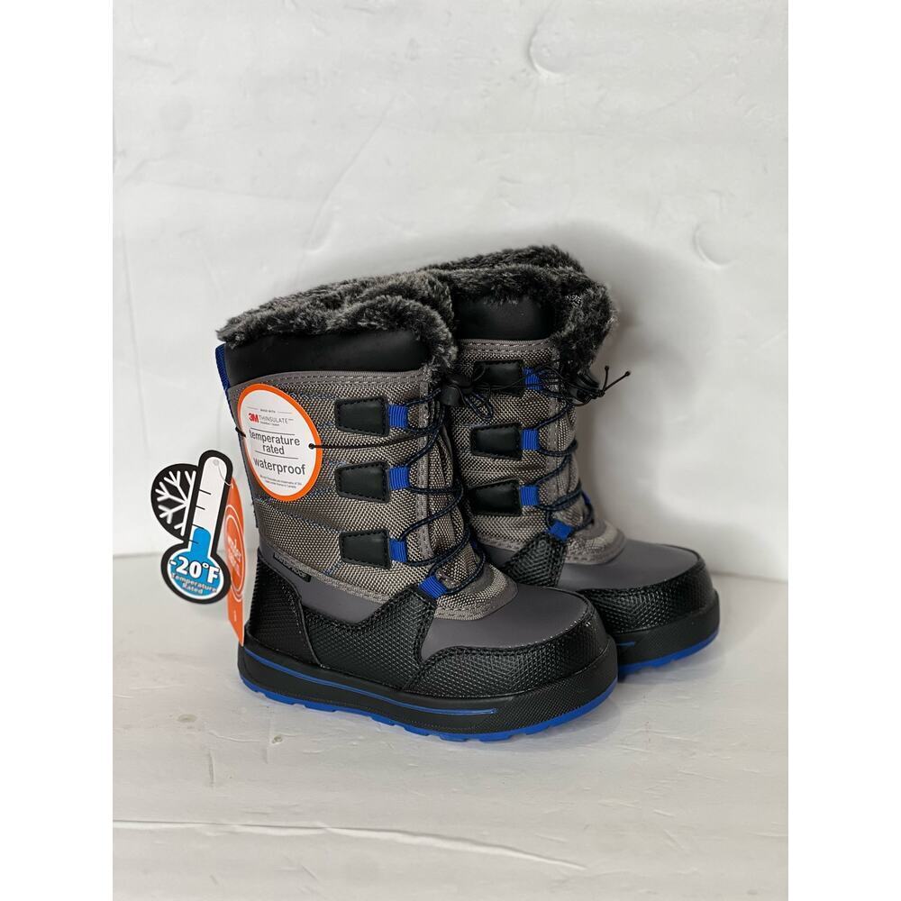Wonder Nation Toddler Winter Boots boys size 9 waterproof tall Gray Black